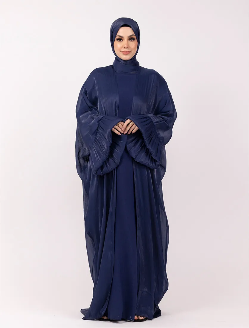 Navy Open Organza Kaftan Set